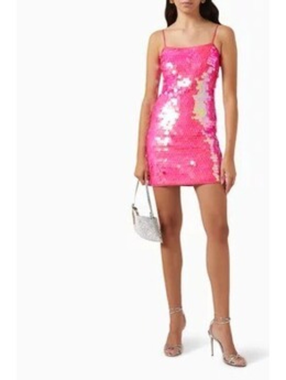 Milly Lucy Neon Hot Pink Iridescent Disc Sequin Slip Mini Dress Size 2